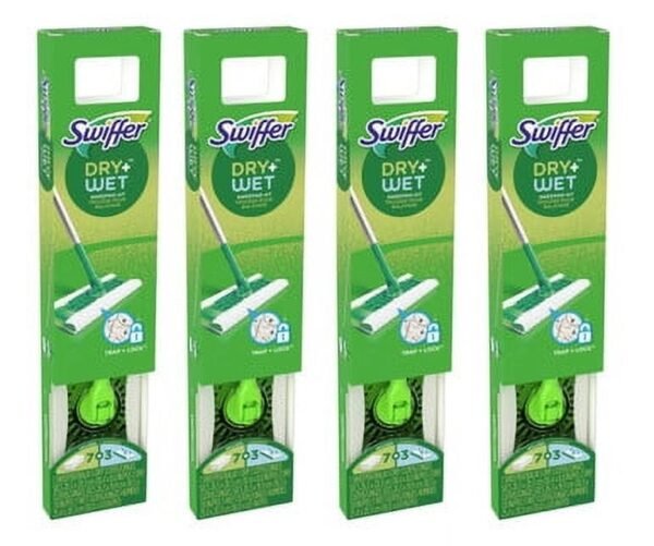 Swiffer Sweeper Dry + Wet Sweeping Kit - 1 Sweeper, 7 Dry Cloths(4/Case)