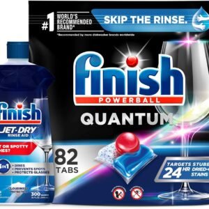 Finish - Quantum - 82ct - Dishwasher Detergent - Powerball - Ultimate Clean & Shine - Dishwashing Tablets - Dish Tabs & Finish Jet-dry, Rinse Agent, Ounce Blue 32 Fl Oz